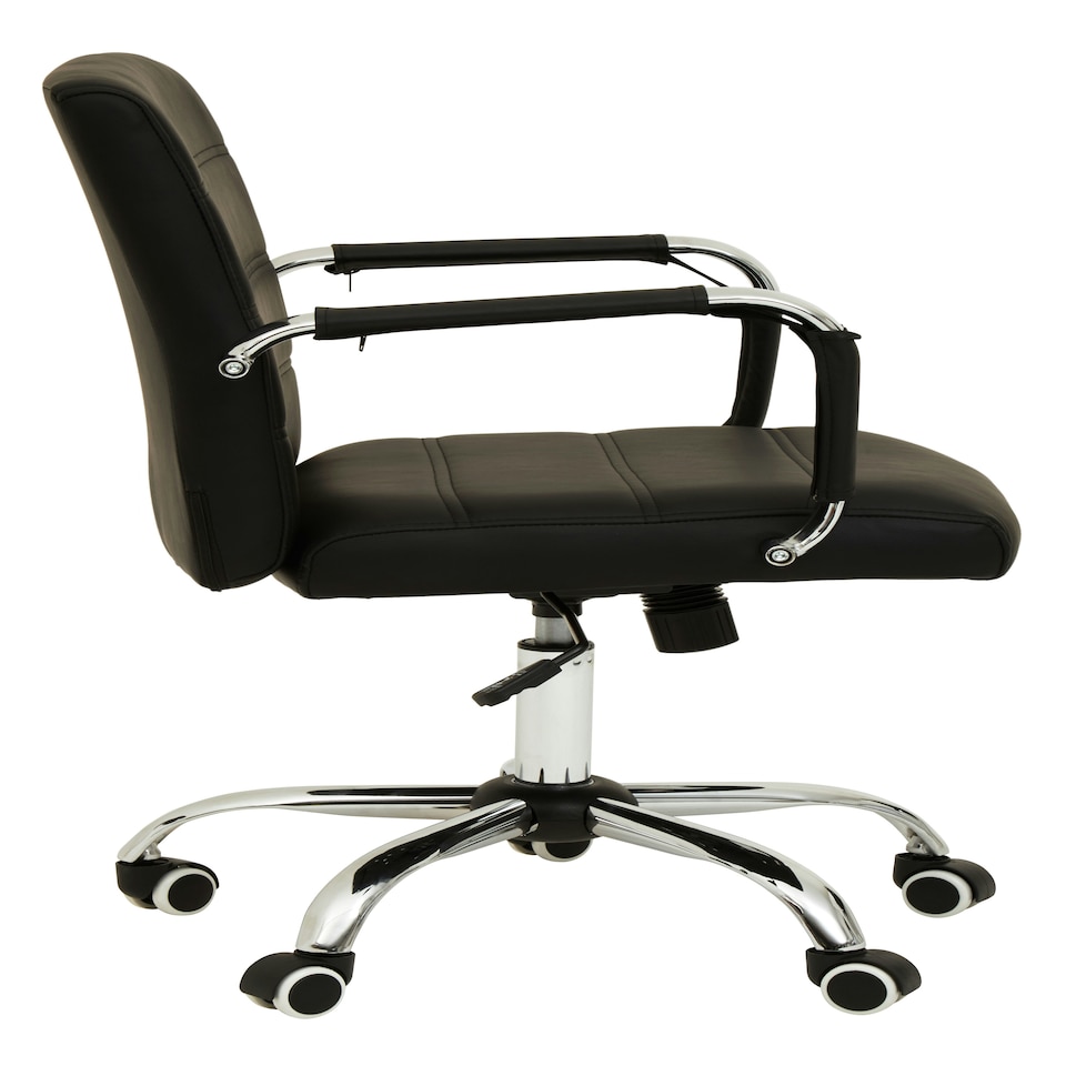 image 1 of Interiors by Premier Brent Black Leather Effect And Chrome Home Office Chair