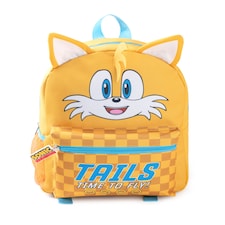 Sonic the Hedgehog Kids 3D Tails Backpack - Yellow 'Time To Fly' Character Bag with Checkered Front Pocket - Zip Closure School Bag for Boys & Girls - Sonic Merch Rucksack | Yellow | Yellow