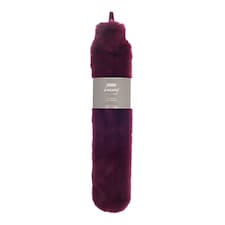 Ribbon Super Luxury Long Faux Fur Hot Water Bottle And Cover | Purple | Plum | One Size | 1