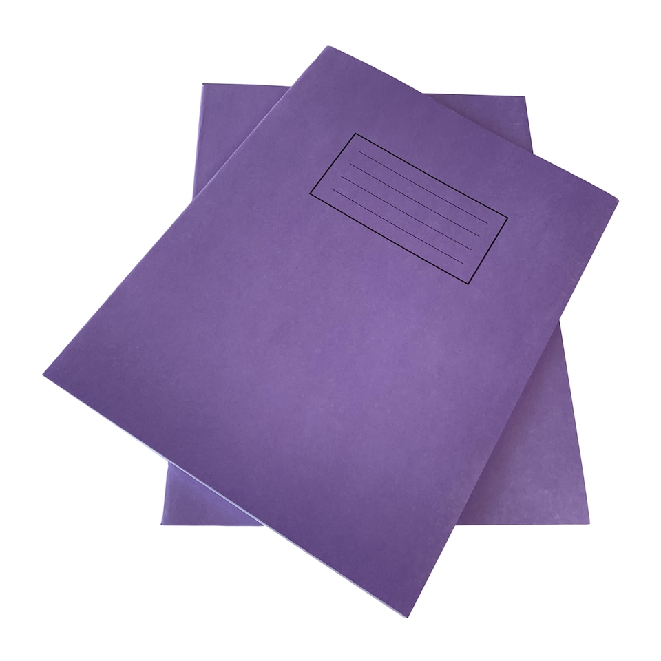 image 1 of Pack of 10 Janrax 9x7" Purple 80 Pages Feint and Ruled Exercise Books