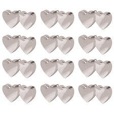 Silver Double Heart Balloon Weights - Pack of 12