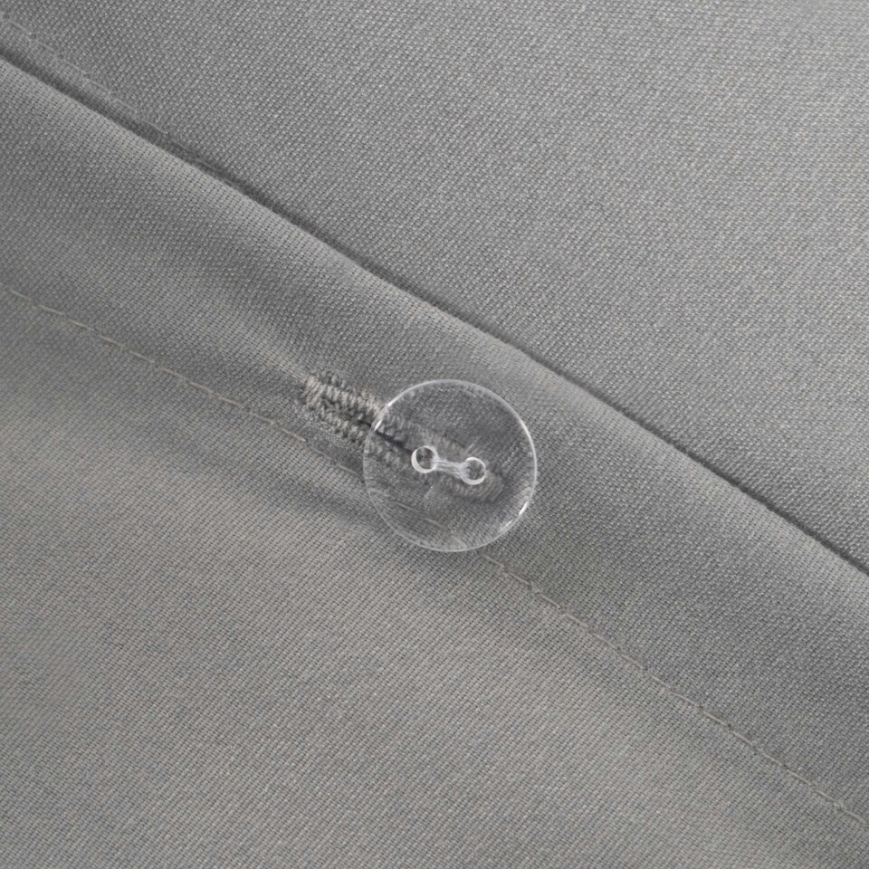 image 1 of OHS Luxury Soft Microfibre Piped Edge Duvet Quilt Cover and Pillowcase Set, Double - Grey/White
