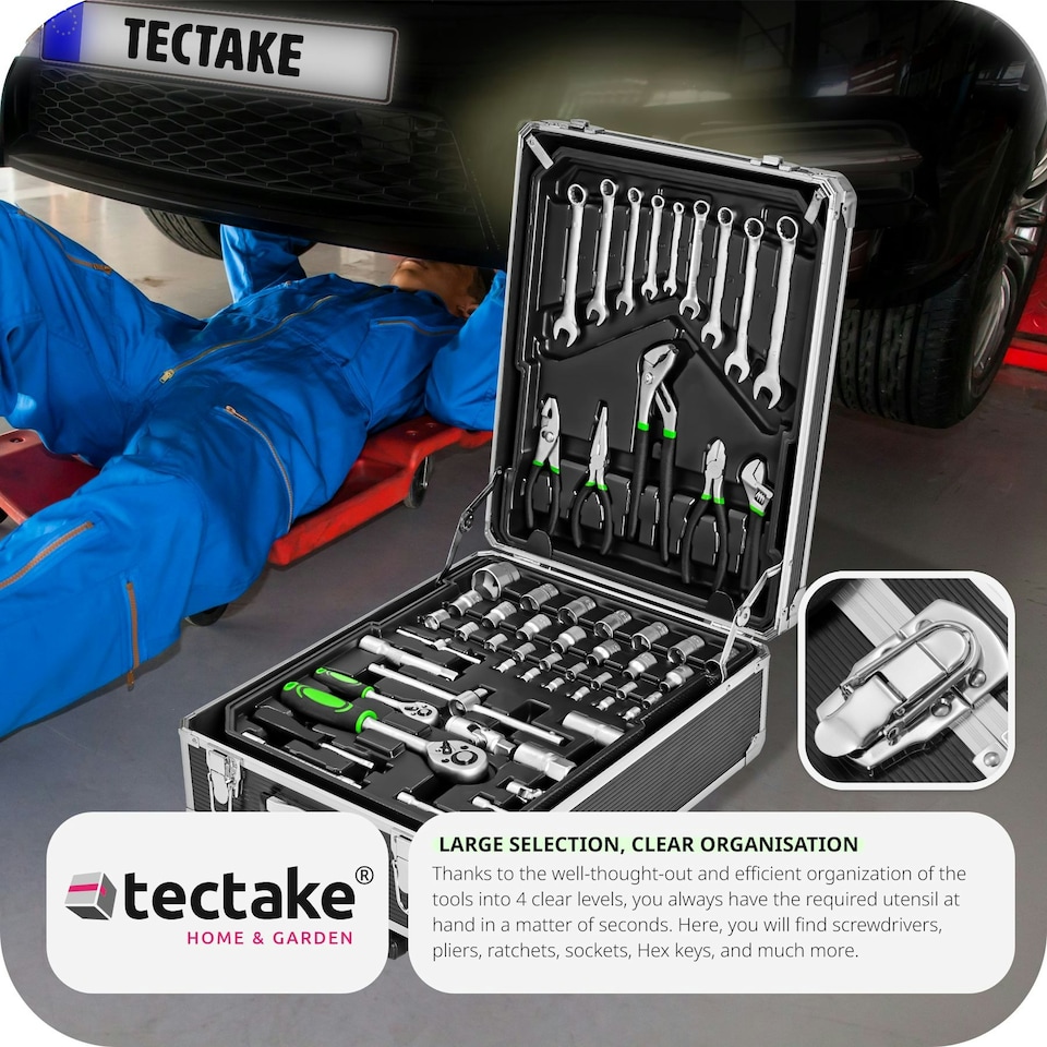 image 1 of Tool Box - 1200 piece tool set, clear arrangement on 4 levels, with wheels Black