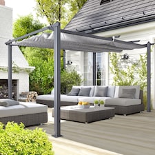 Oseasons Acorn Aluminium 4m Rectangular Pergola Gazebo in Grey