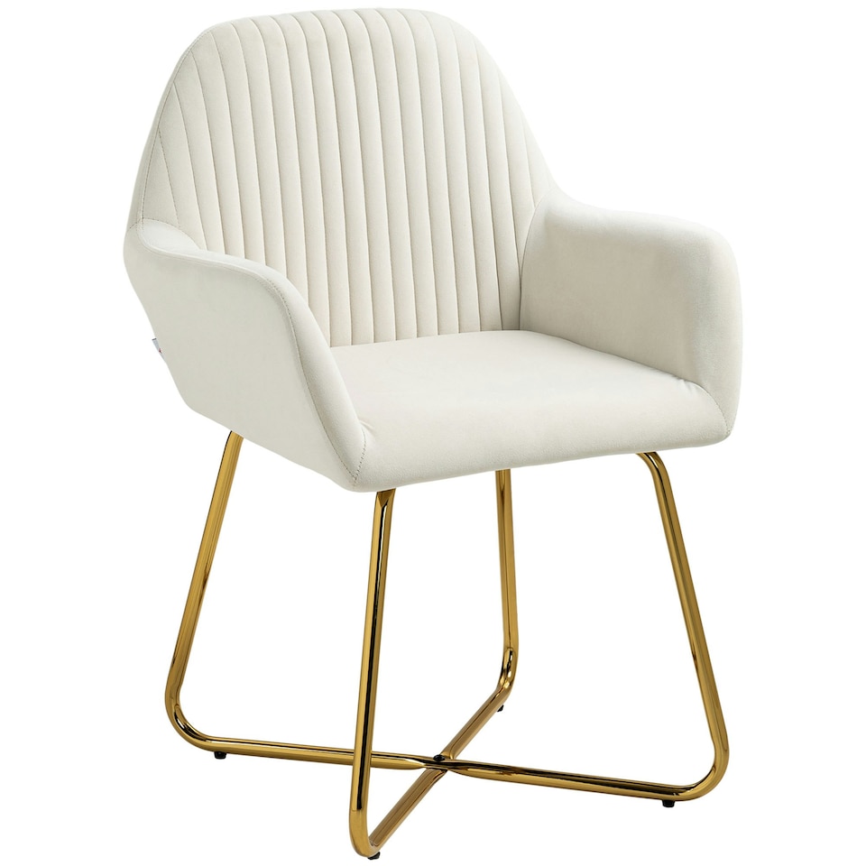 image 1 of HOMCOM Modern Accent Chair Velvet-Touch Upholstered Armchair Cream