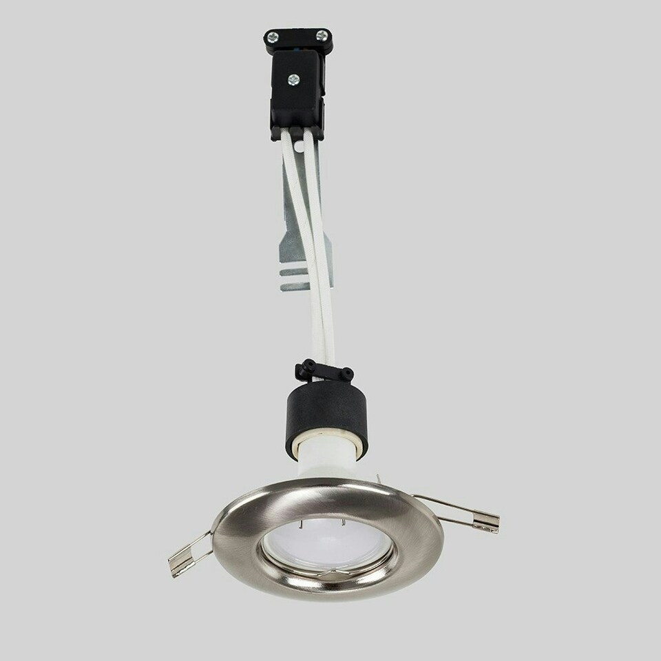 image 1 of ValueLights 6 Pack Silver Brushed Chrome Plated Fixed Recessed Ceiling Spotlights Downlights