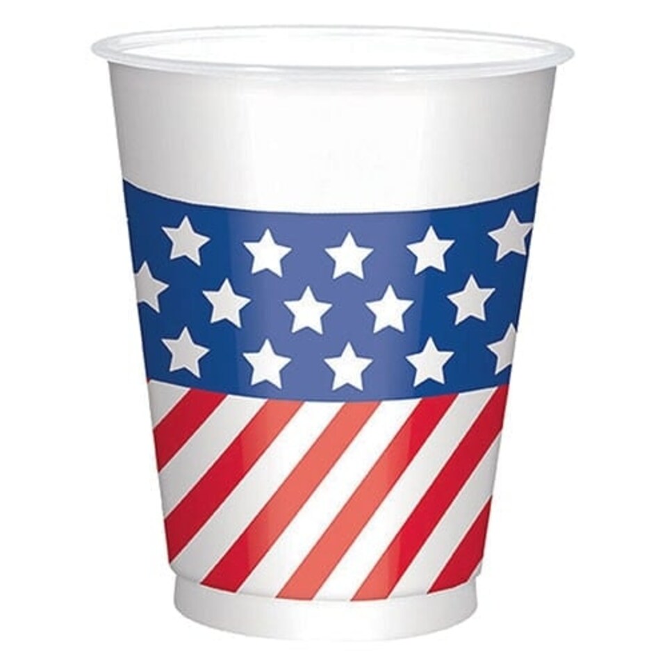 USA Flag Large Plastic Cups 473ml - Pack of 25