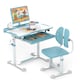 image 1 of COSTWAY Kids Study Desk & Chair Set Height-Adjustable Children Study Desk-Blue