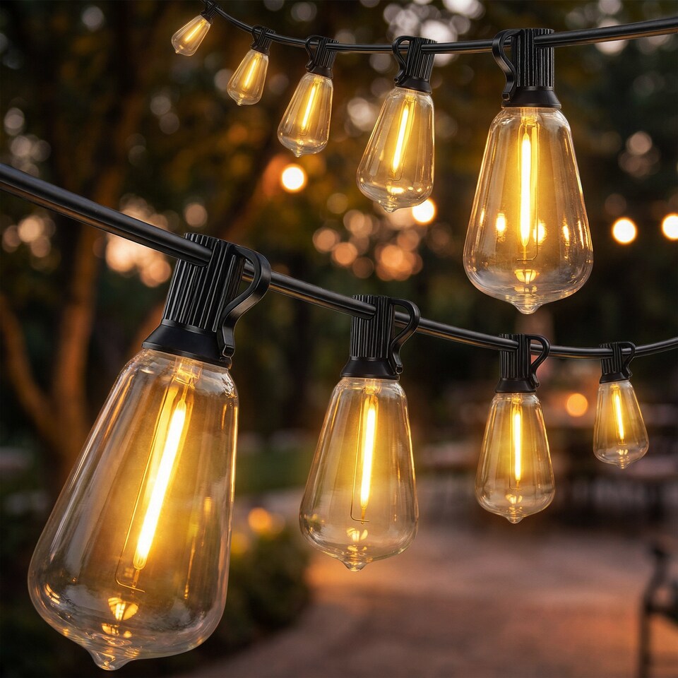image 1 of HOMCOM 50 LED Curtain Lights, IP44 Waterproof Fairy Curtain Lights, Warm White