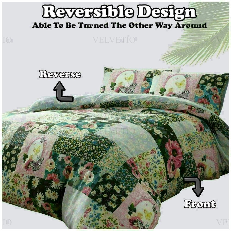 image 1 of Ellis Floral Printed Duvet Cover Set Reversible Polycotton Beddings Multi | Double