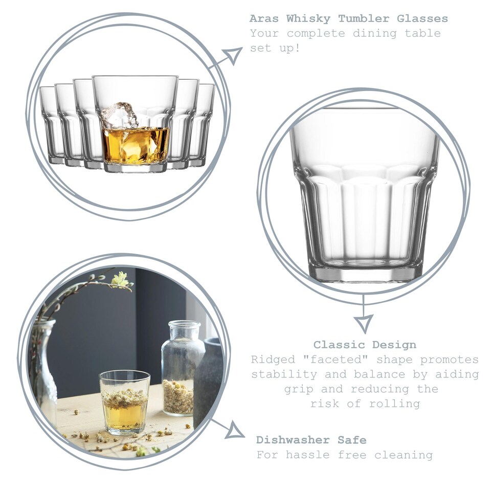 image 1 of LAV Aras Whisky Glasses - 305ml - Clear - Pack of 6 | Clear | Clear