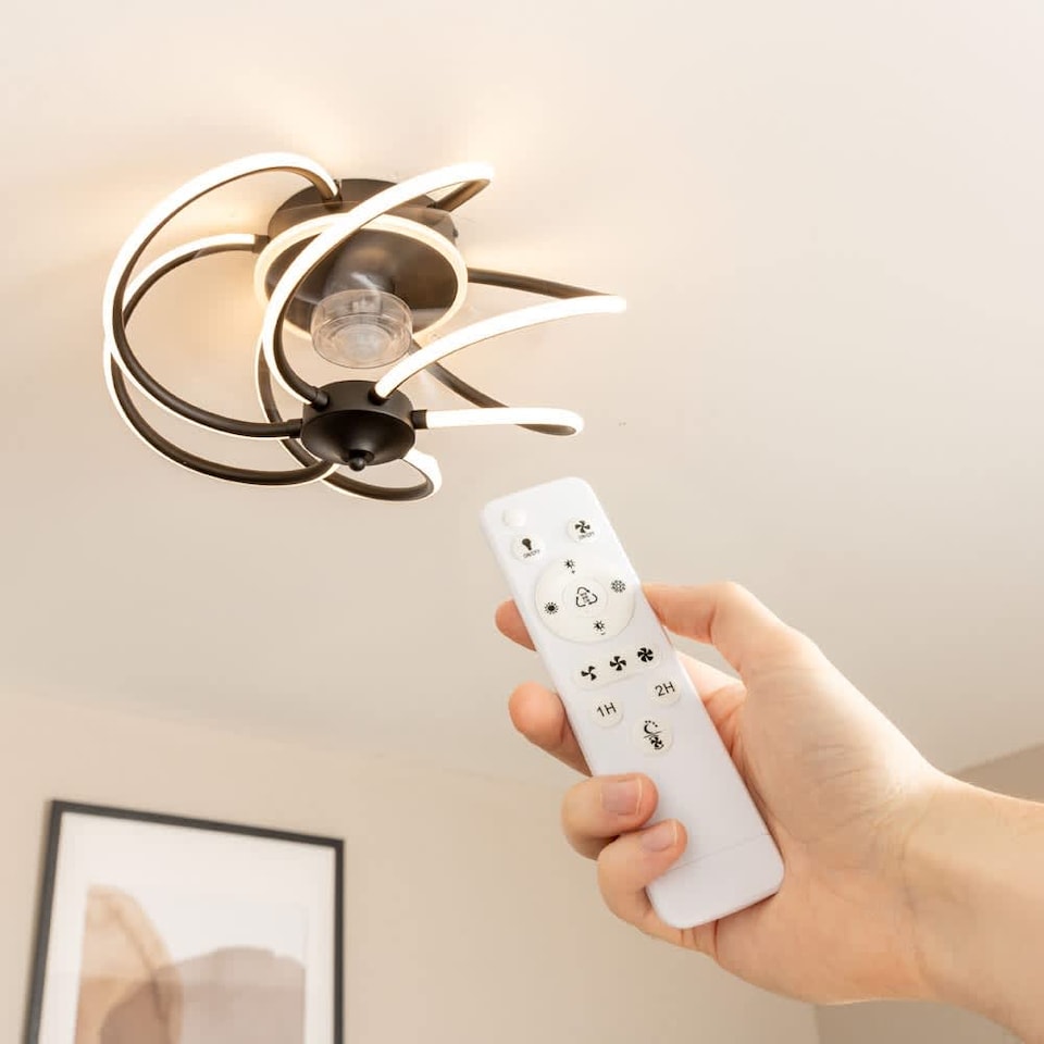 image 1 of ValueLights Infinity Black Swirl Integrated LED Ceiling Fan & Remote