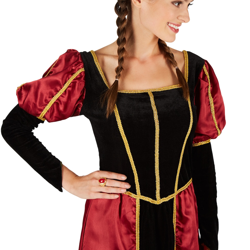 image 1 of Womens Medieval Lady Costume | Black | black/red | XL | 1