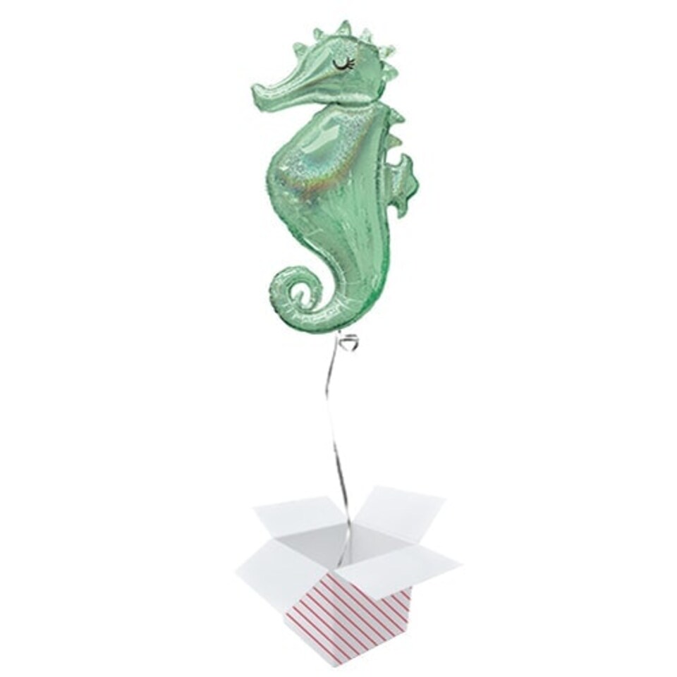 Mermaid Wishes Seahorse Helium Foil Giant Balloon - Inflated Balloon in a Box