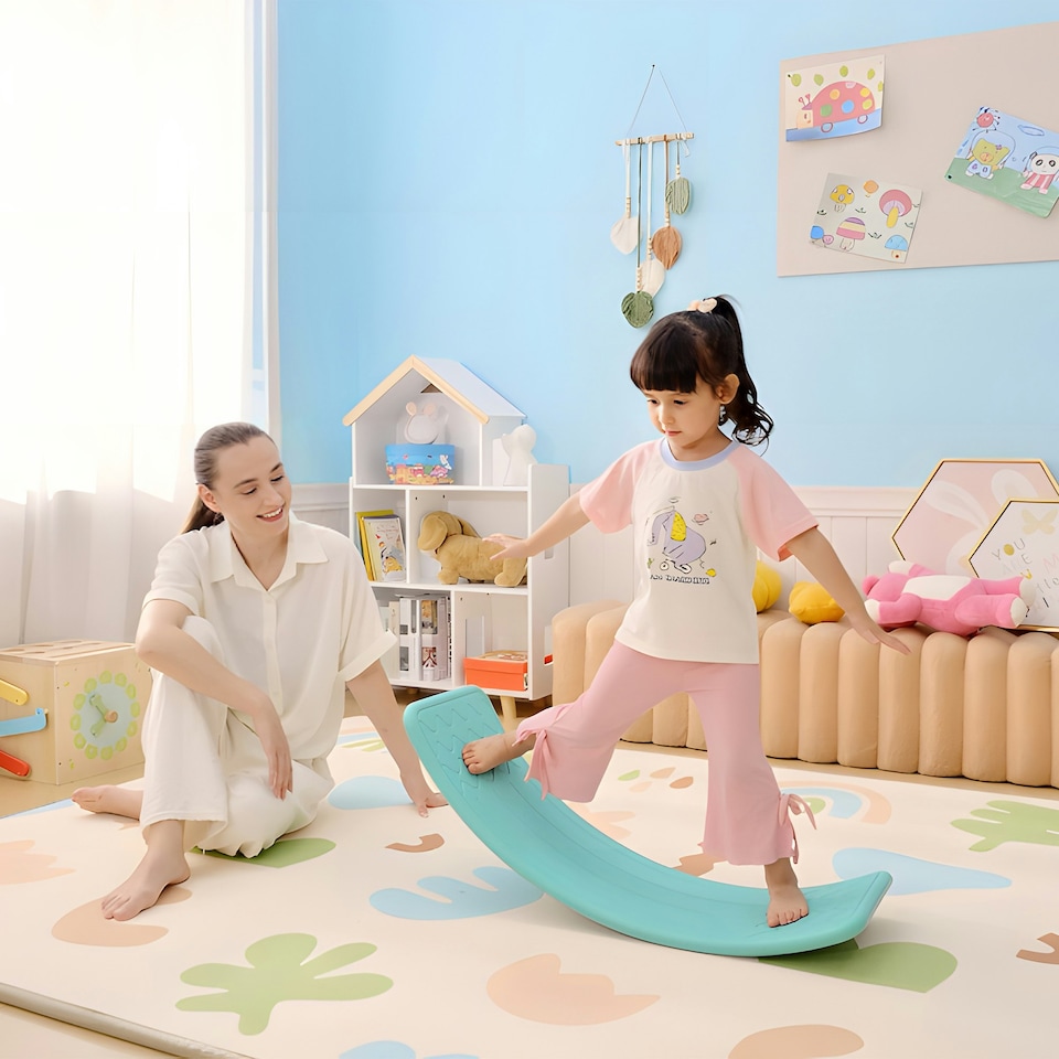image 1 of ZONEKIZ Balance Board, Kids Wobble board, Montessori Nursery Toy for 3-6 Years Blue | One Size