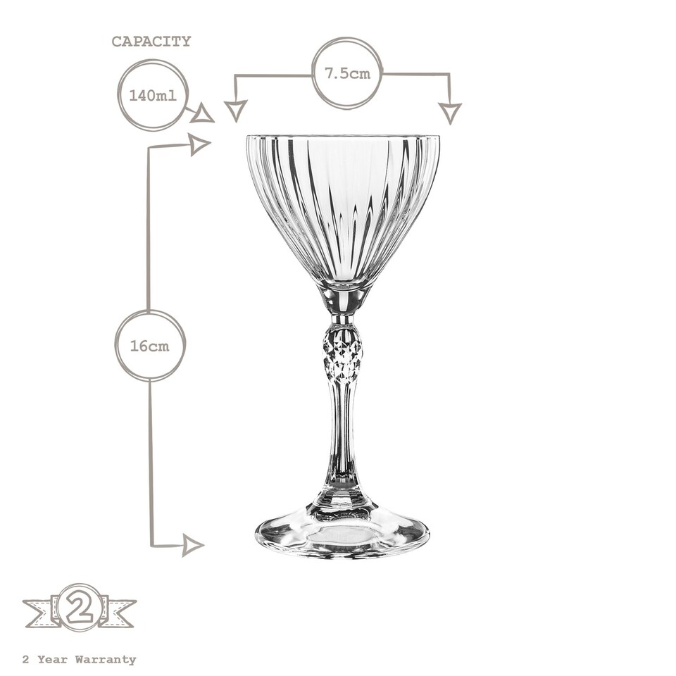 image 1 of Bormioli Rocco America '20s Nick & Nora Glasses - 140ml - Clear - Pack of 6