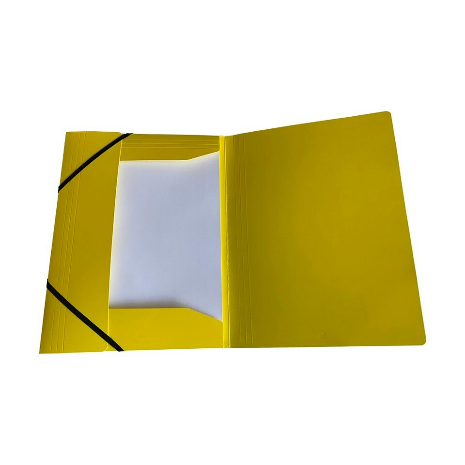 image 1 of Janrax A4 Yellow Laminated Card 3 Flap Folder with Elastic Closure