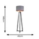 image 3 of ValueLights Lottie Black Wood Tripod Floor Lamp with Grey and Gold Drum Shade | Grey