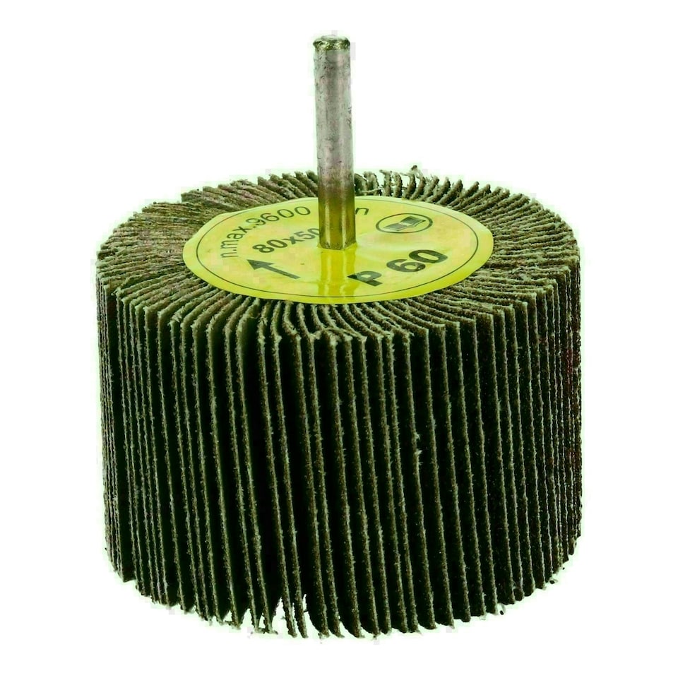 image 1 of 60 Grit Flap Wheel Disc Shaft Mounted Abrasive Sanding Drill 80mm X 50mm