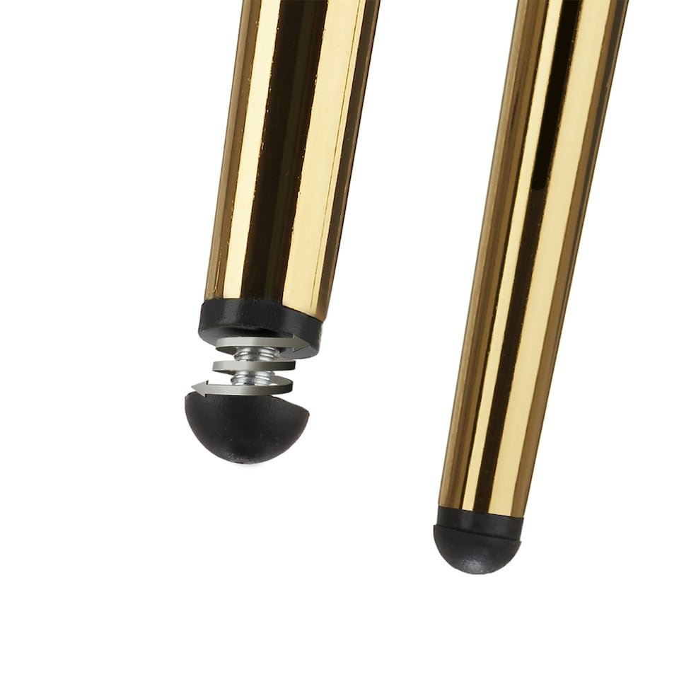 image 1 of Bar Stool Avane - with backrest, upholstered, velvet look - Set of 6 Cream | Gold