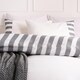image 2 of OHS Stripe Edge Bedding Set Microfibre Duvet Cover with Pillowcase | White | White/Grey | Single