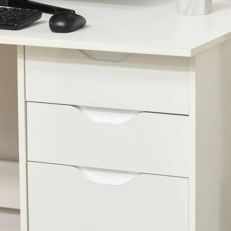 image 1 of HOMCOM Computer Desk w/ Drawers Modern Writing Workstation for Home Office