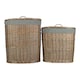 image 3 of Set of 2 Antique Wash Grey Cotton Lined Oval Willow Laundry Basket