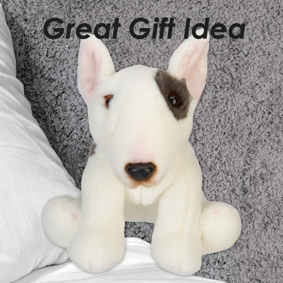 image 1 of PMS Bull Terrier Plush Toy White - Realistic 30cm x 12cm
