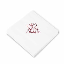 Ruby Wedding Anniversary 3 Ply Napkins - 40cm - Pack of 20
