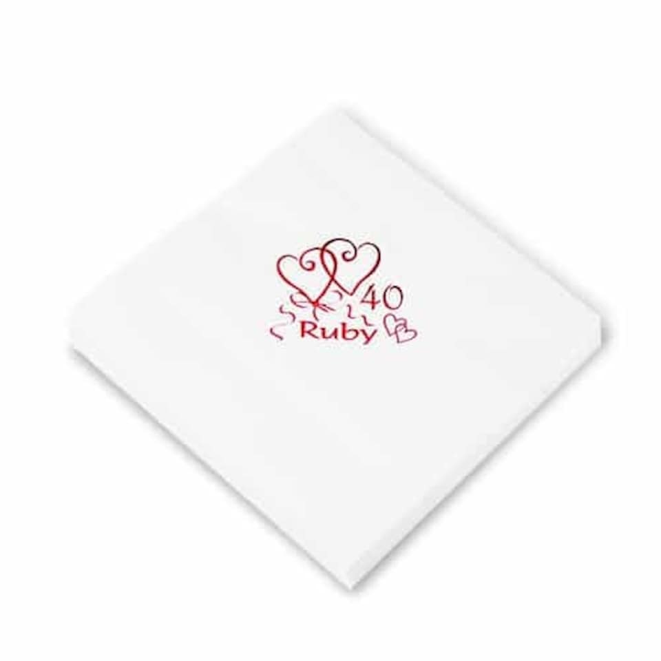 Ruby Wedding Anniversary 3 Ply Napkins - 40cm - Pack of 20