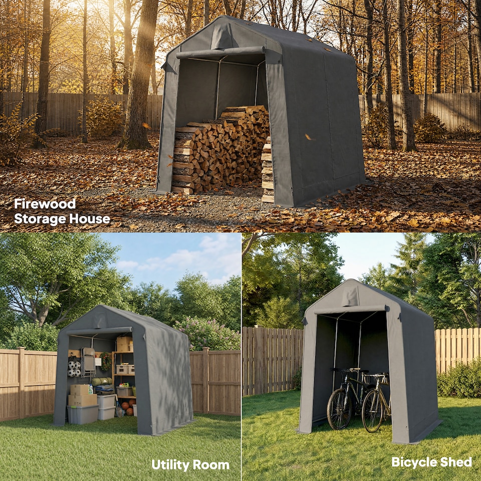 image 1 of Outsunny 7.5 x 6.2 ft Outdoor Garden Storage Shed, Waterproof Bike Tent | Grey | Dark Grey