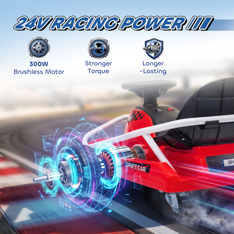 image 1 of AIYAPLAY 24V Electric Go Kart for Kids with Drift Mode, Soft Start
