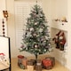 image 2 of HOMCOM 6ft Artificial Prelit Christmas Tree w/ LED Lights, Purple Ornaments