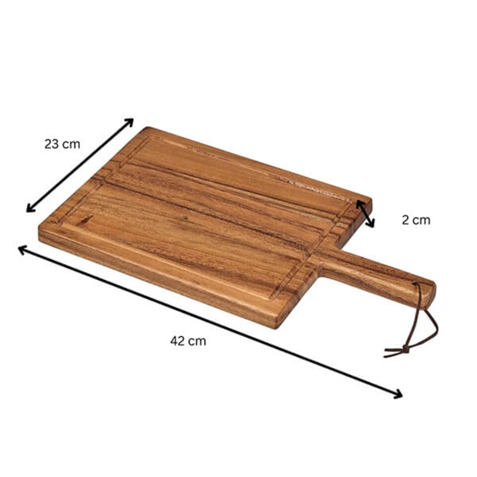 image 1 of Tala Large Lacquered Acacia Chunky Handled Board with Groove & Leather Tie