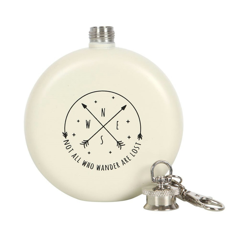 image 1 of Something Different Happy Camper Hip Flask - White - One Size