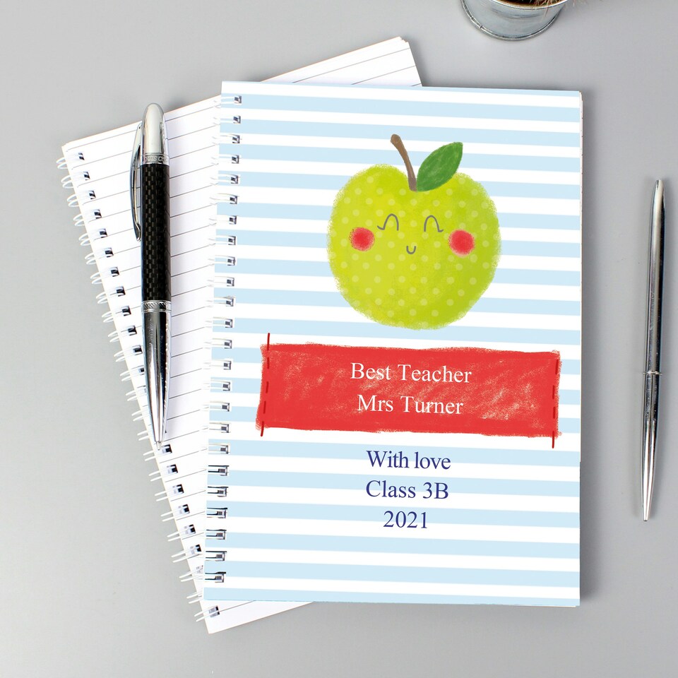 image 1 of Personalised Apple for the Teacher A5 Notebook