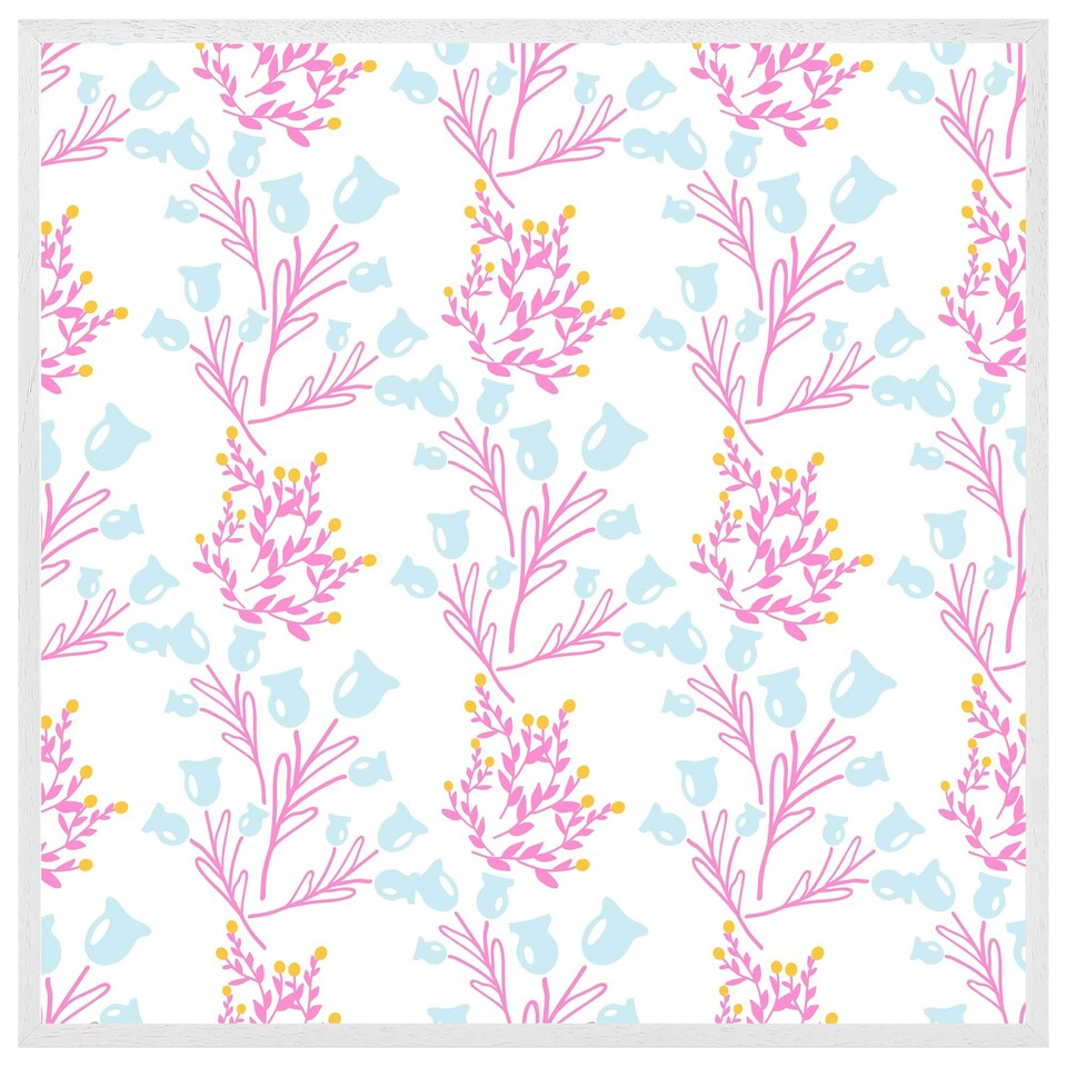 image 1 of Pink & blue flower design (Picture Frame) White | XS