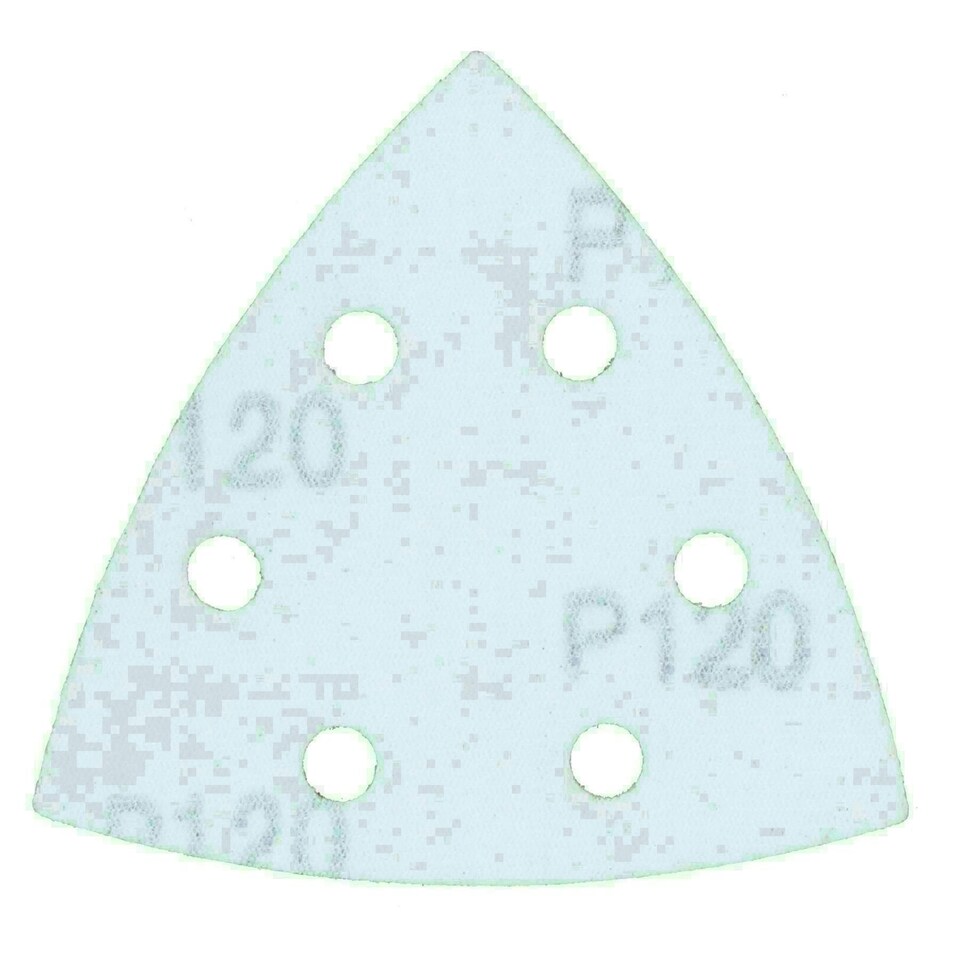 image 1 of Hook Loop Delta Sanding Abrasive Discs Pads 93mm Triangle 120 Grit Fine 200pc
