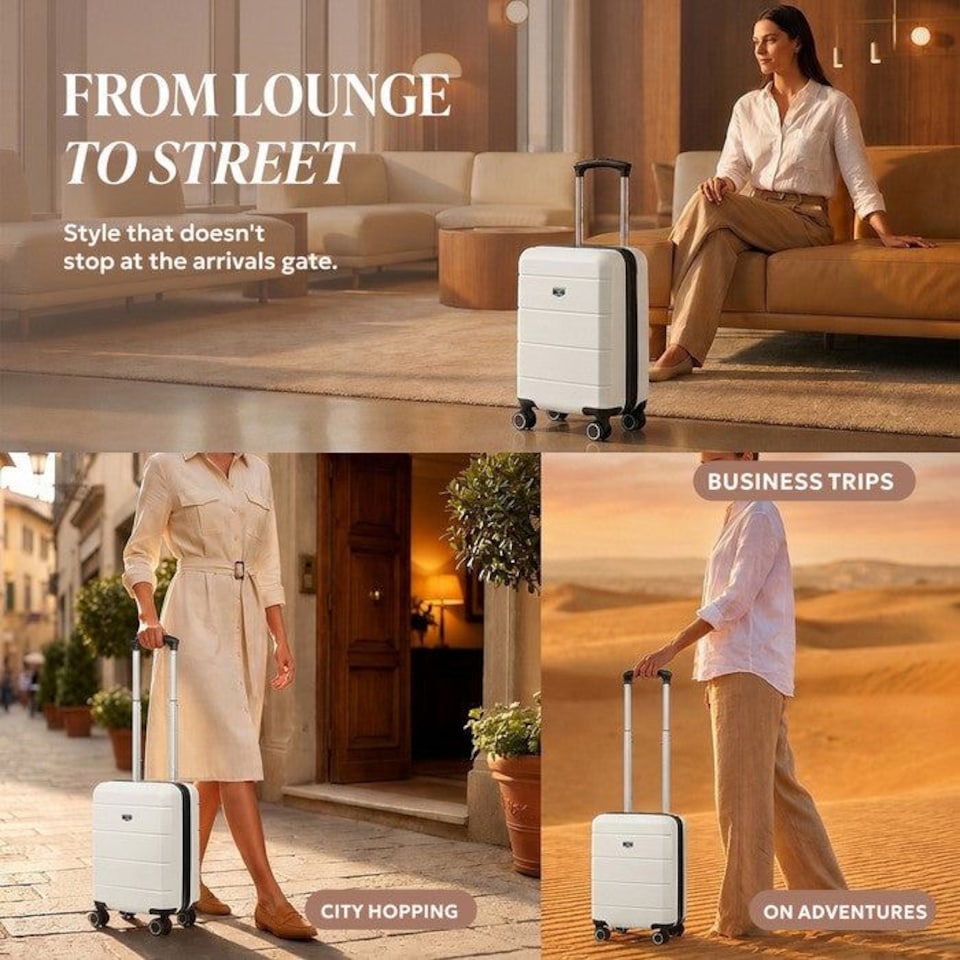 image 1 of Lugg Jetset Lightweight ABS Hard Shell Cabin Suitcase with 4 Spinner Wheels (40x30x20cm)