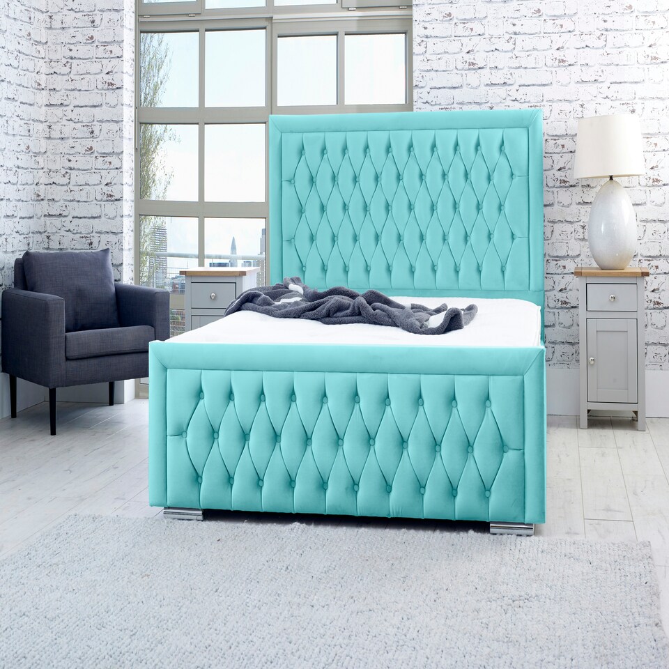 Piera Plush Superking Bed Frame - Teal