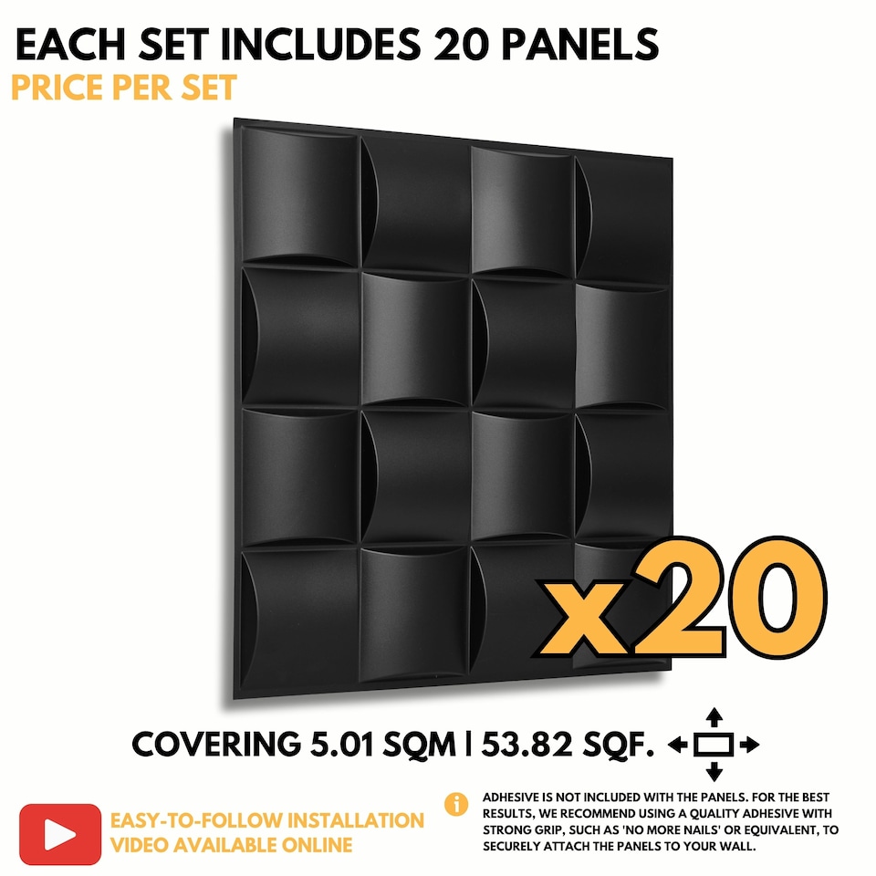 image 1 of NOVECRAFTO Lattice Effect 3D Wall Panels – 6 Sheets Covering 1.5m² | 16.15ft² Interior Cladding Set | Square Grid Design – Each Panel 50x50cm | Grey