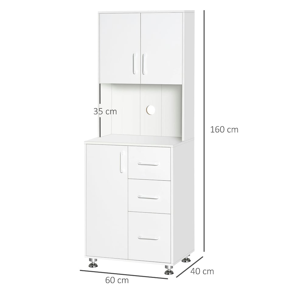 image 1 of HOMCOM Modern Kitchen Cupboard Storage Organiser Microwave Cabinet Grey
