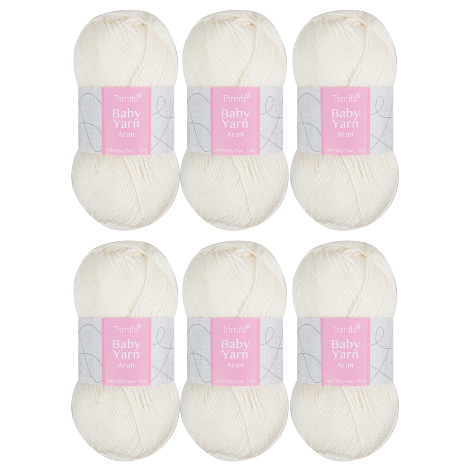 image 1 of Trimits Aran Knitting Yarn 6 x 100g Acrylic Knitting & Crochet Wool Soft Touch Machine Washable OEKO-TEX