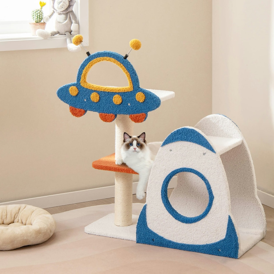 image 1 of COSTWAY 4-Level Cat Tree Tower Activity Center UFO-Shaped