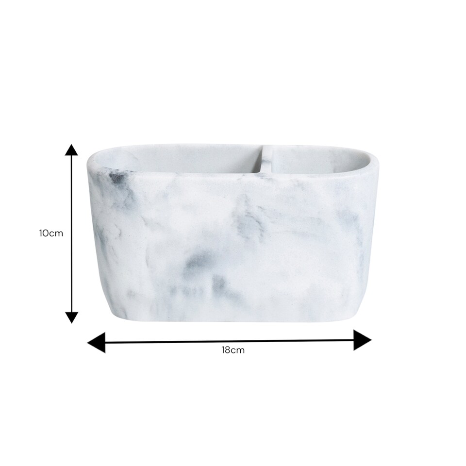 image 1 of Showerdrape Octavia White Bathroom Accessory Set - Soap Dispenser & Toothbrush Holder | White | White | 1