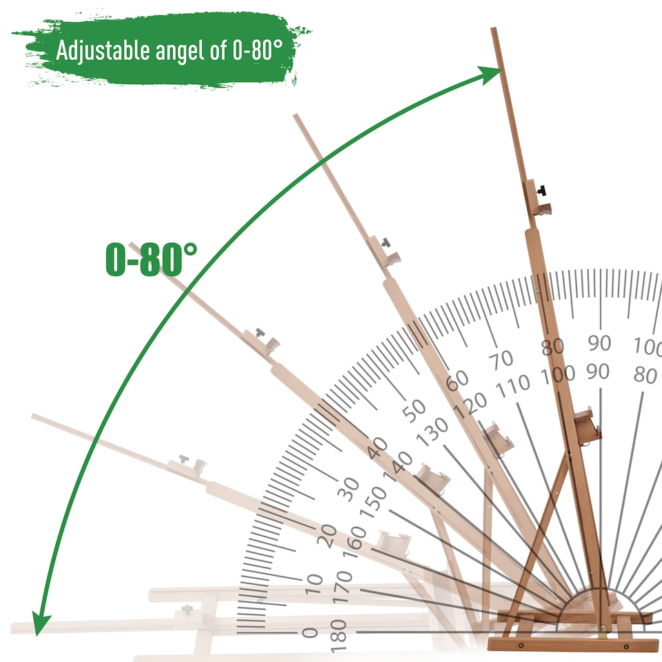image 1 of Vinsetto Wooden Easel Stand H-Frame Artist Easel with 171-230cm Adjustable Height and 0-80  Working Angles Beech Wood Art Easel for Displaying Painting Wedding Sign Nature Wood Finish