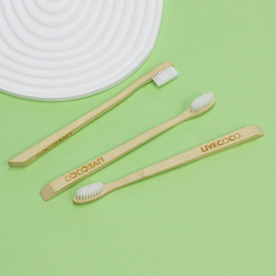 image 1 of 3 Castor Bean Oil Bristles Bamboo Toothbrushes (Kids)