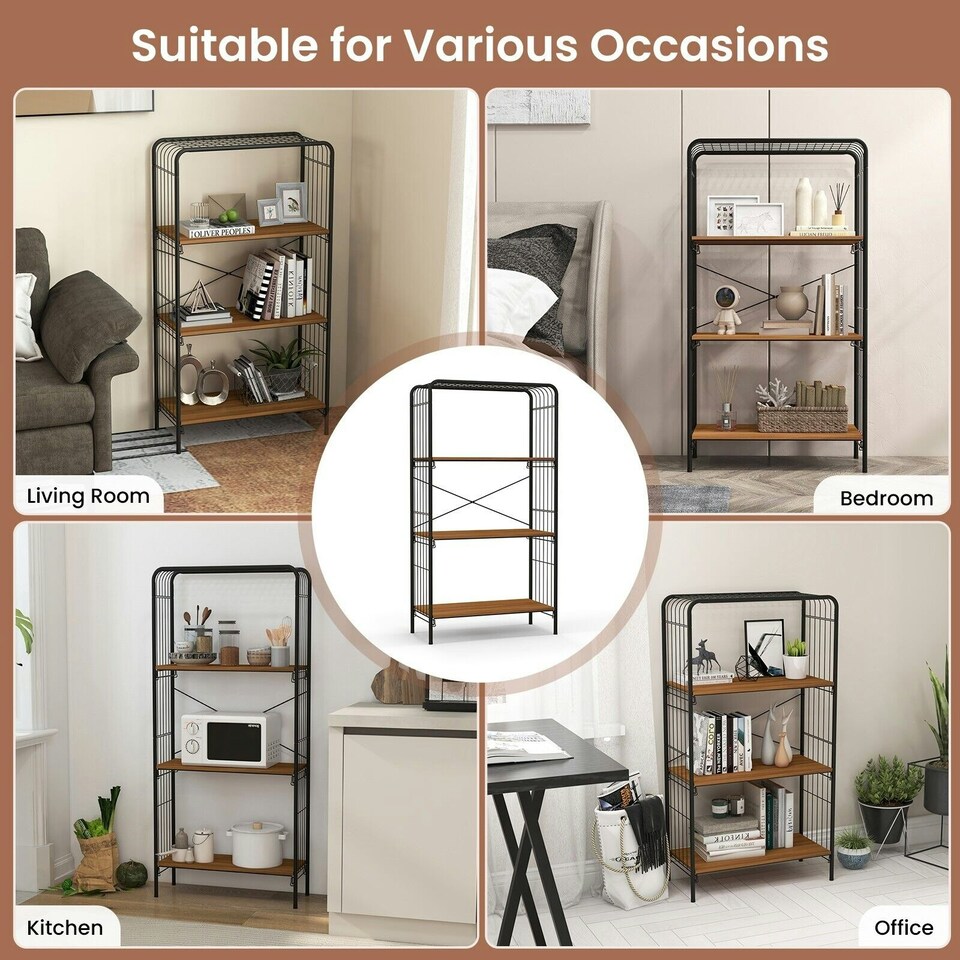 image 1 of COSTWAY 4-Tier Open-Back Storage Shelf Display Rack