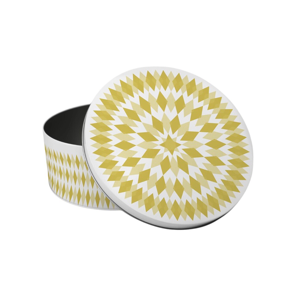 image 1 of Yellow Argyle Pattern Round Cake Tin