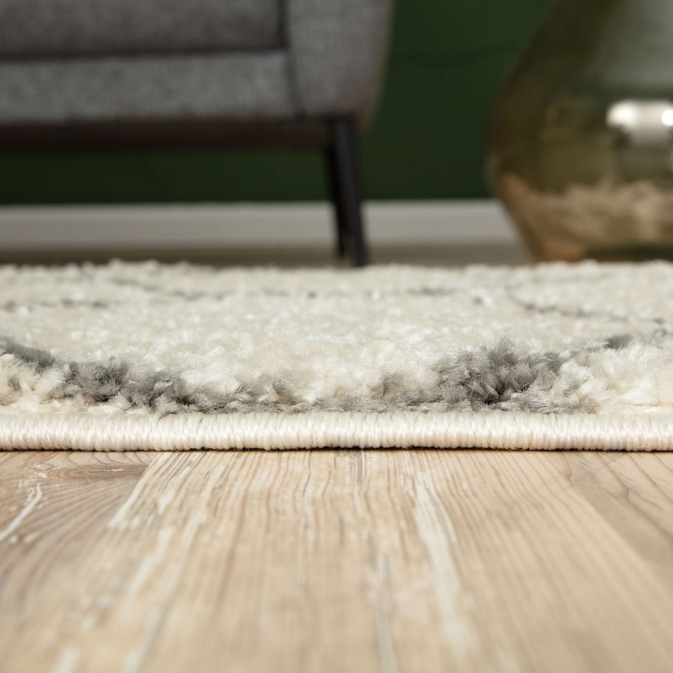 image 1 of The Rugs Moroccan Collection Soft High Pile Shaggy Diamond Floor Rugs and Runners Living Room